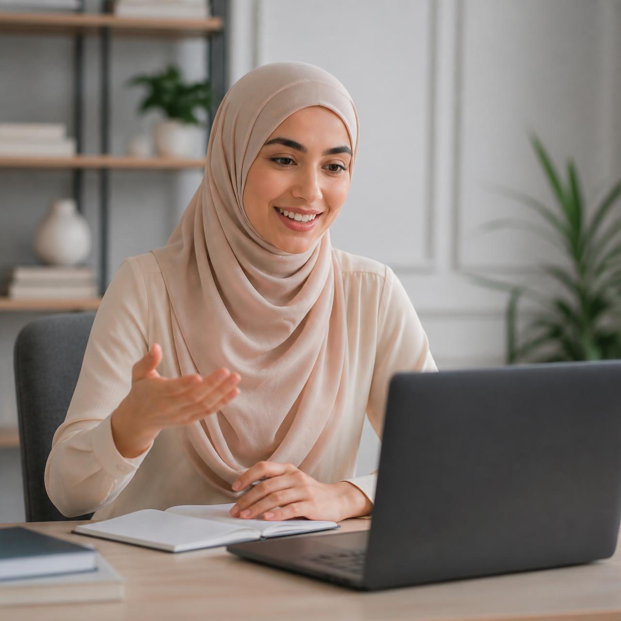 Online tutor teaching an international student